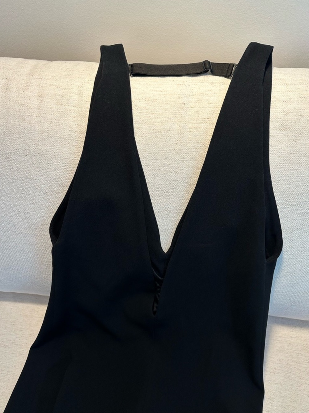 Tibi Black V-Neck Asymmetric Hem Women's Dress - Picture 8 of 9